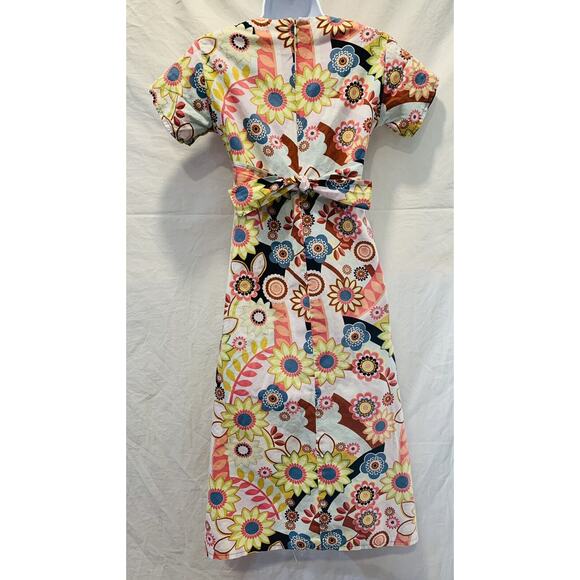 Womens Long Modest Dress Size Small Youth 14 Multi Colored Short Sleeve Handmade - Picture 5 of 9